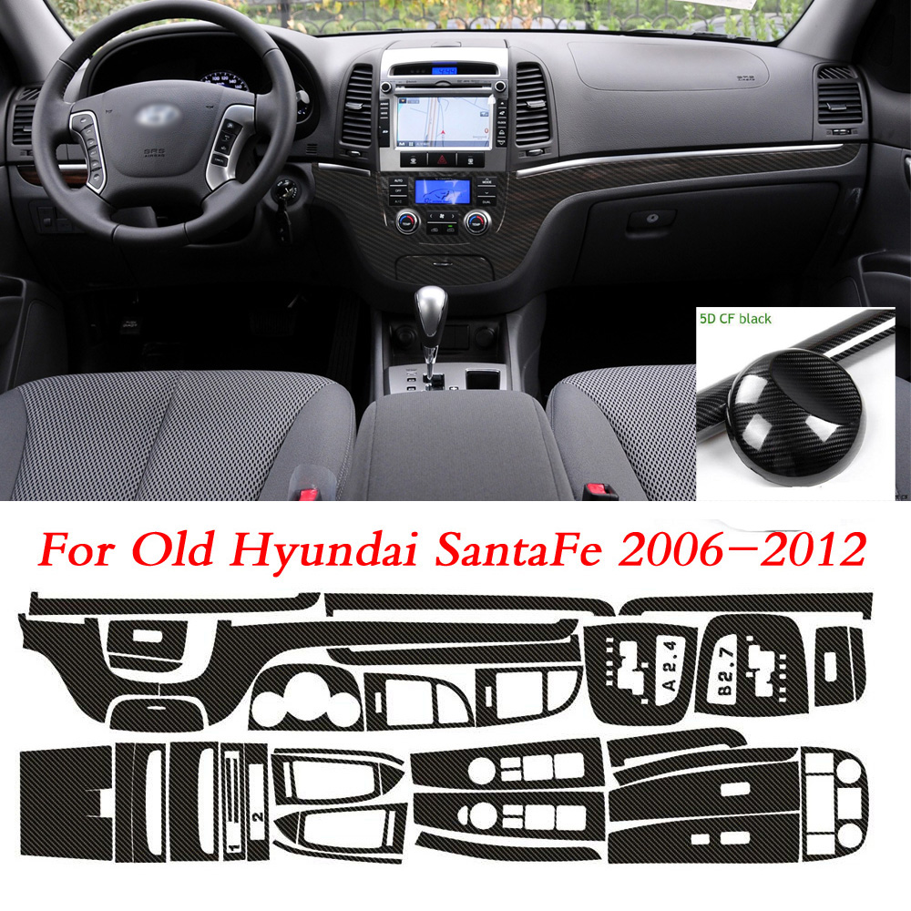 Car Accessories Xmas - 2006-2012年型ヒュンダイ・サンタフェ（旧モデル）用インテリアセンターコントロールパネルドアハンドルカーボンファイバーステッカーデカールカースタイリングアクセサリー