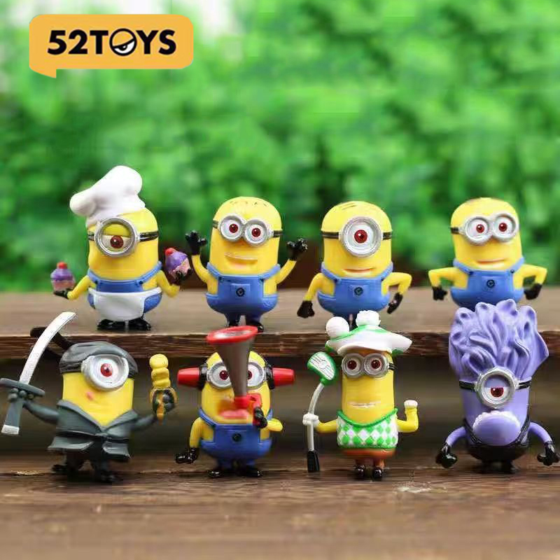Car Accessories Xmas - 8 ピース/1 セット 52TOYS ミニオン漫画かわいい置物装飾品かわいい人形グッズ車の家の装飾デスクトップ装飾品おもちゃ