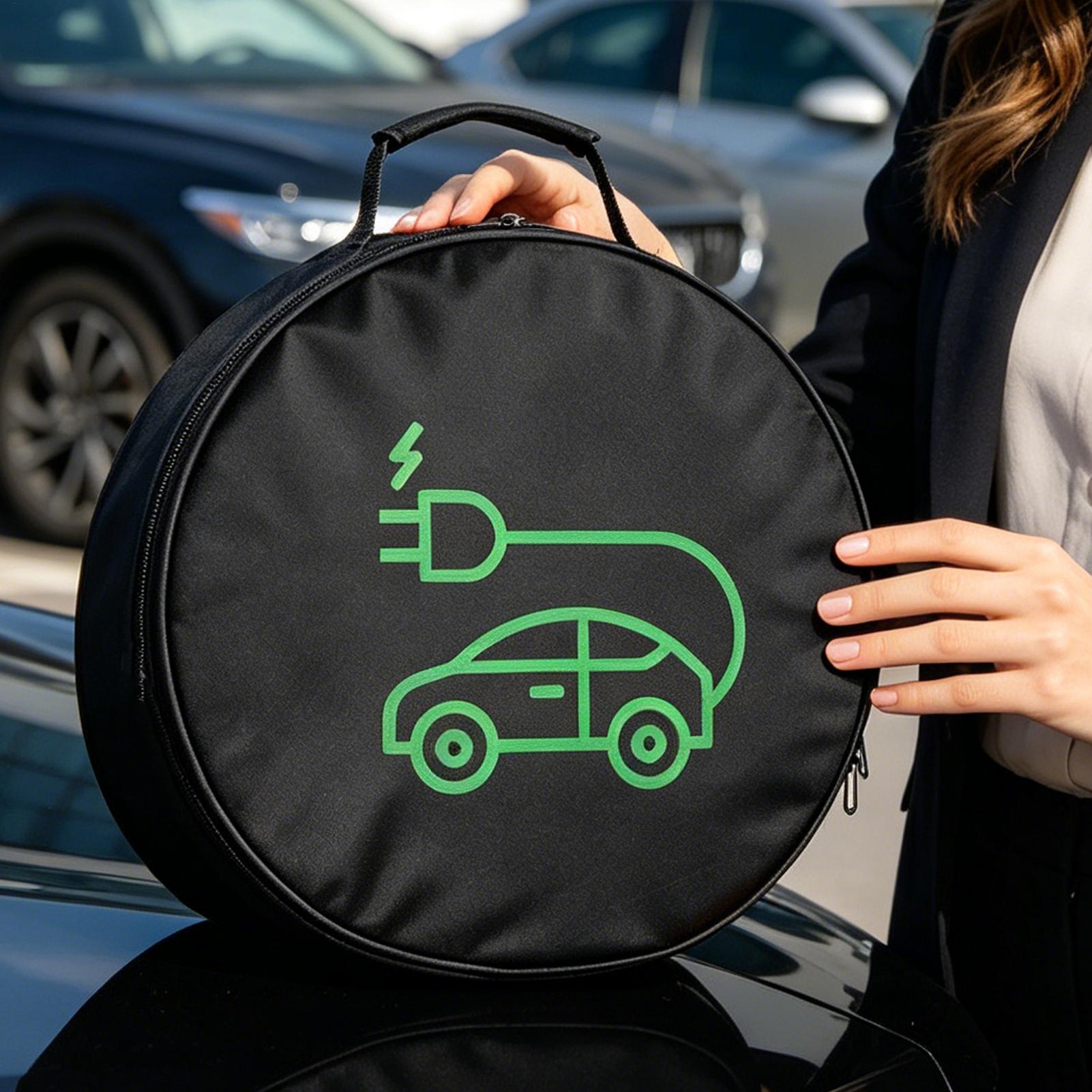 Car Cable Organizer - EV充電ケーブル収納バッグ電気自動車充電器ボックス充電オーガナイザージャンパーケーブルバッグ防水難燃性オーガナイザー