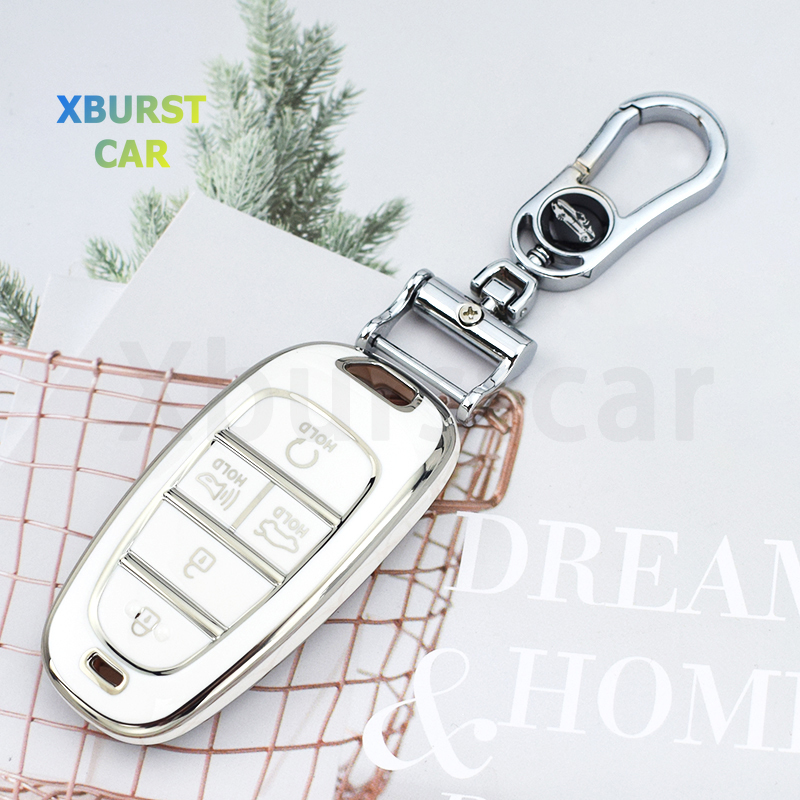 Car Accessories Xmas - ハイトング用カーキーケースカバー,5ボタンシェル,自動アクセサリー,santa fe,tucson,nexo,nx4,atos,Prime, Solaris, 2021,tpu