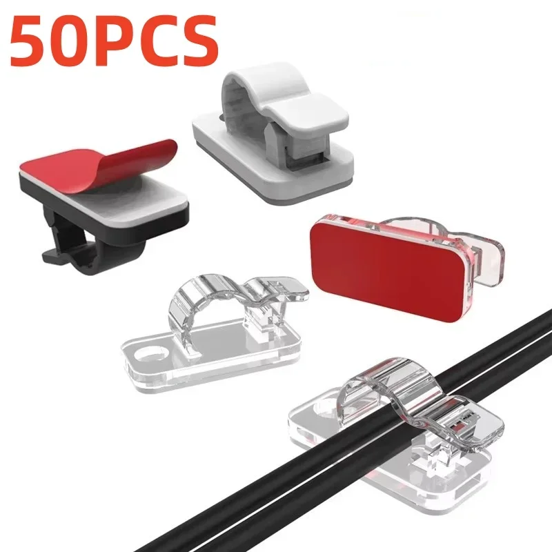 Car Cable Organizer - 10/50個入り 粘着式ケーブルクリップ コード管理 ワイヤーホルダー オーガナイザー クランプ