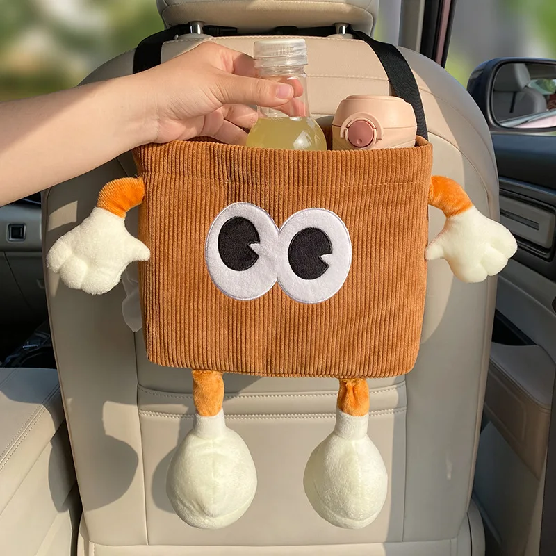Car Accessories Hanging - 漫画の傘が付いた車のゴミ箱,ウォーターボトルの収納バッグ,車のバックサスペンションのオーガナイザー,後部座席のカップホルダー,カーアクセサリー