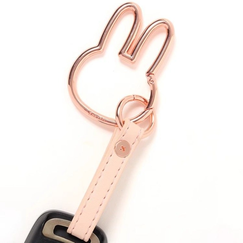 Car Accessories Xmas - ミッフィー キーホルダー かわいい漫画ウサギの頭のキーリング バッグ 自動車電話用 ユニセックス