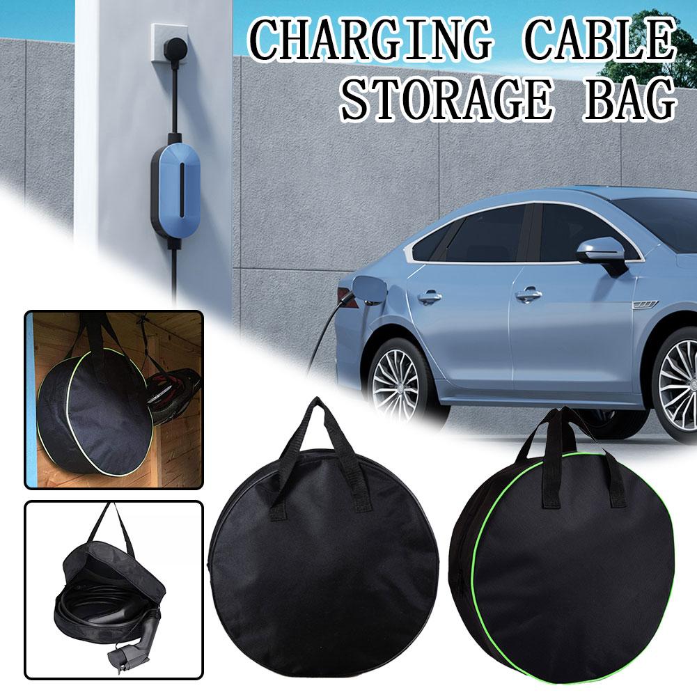 Car Cable Organizer - 耐久性のある丸型車用充電ケーブル収納バッグ防水オックスフォード布収納バッグ丸型車用ツールオーガナイザーアクセサリー