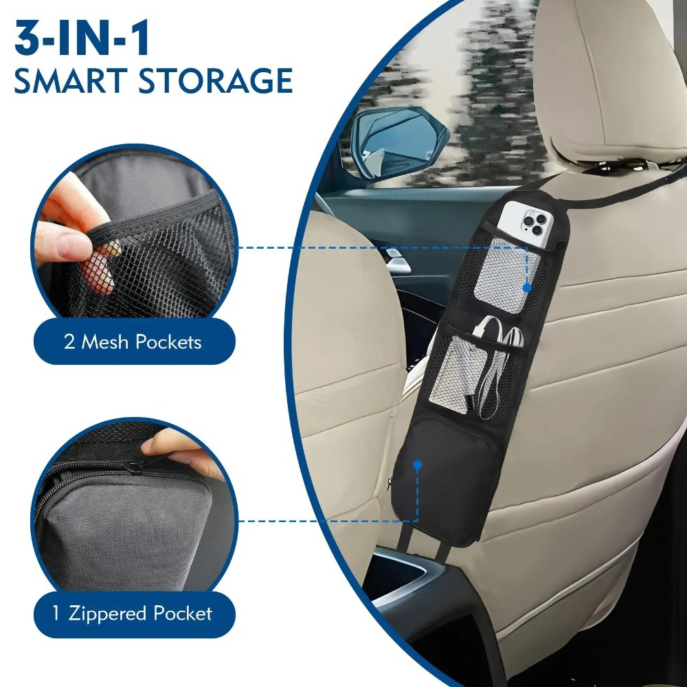 Car Accessories Hanging - ユニバーサルカーシートサイドハンギング収納オーガナイザーバッグ多機能車両メッシュポケットホールド車内アクセサリー