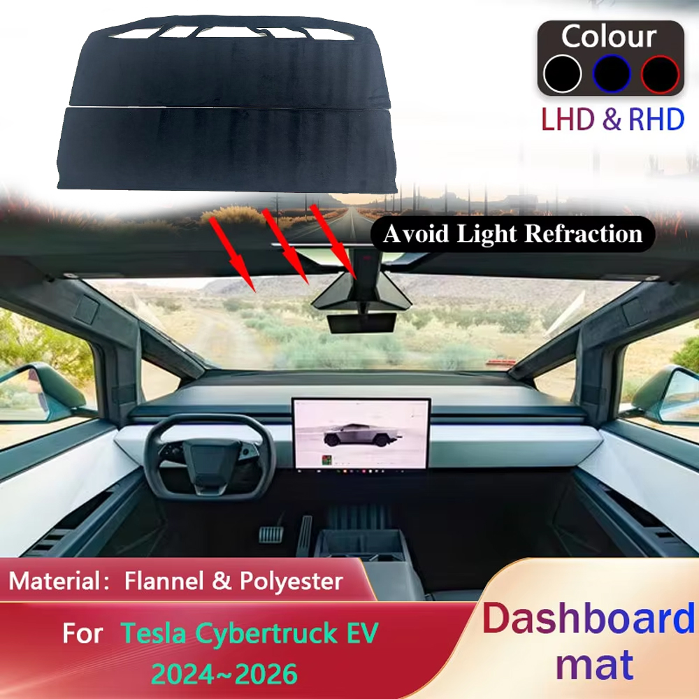 Car Anti-Slip Dashboard Mat - テスラ・サイバートラックEV 2024～2026用ダッシュボードカバーパッド、滑り止めマット、サンシェード、ダッシュマット、カーペット、ラグ、パッド、アクセサリー