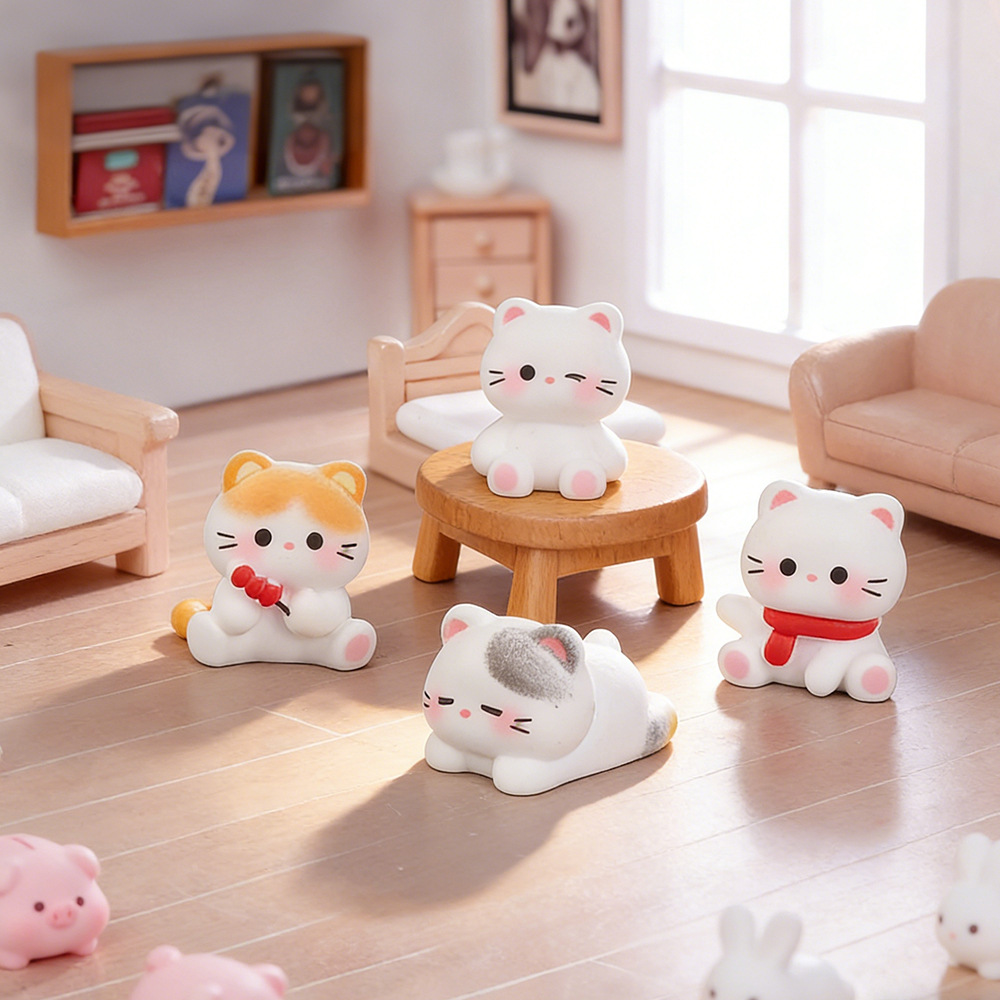 6 個のかわいい猫樹脂置物ミニチュア装飾品マイクロ風景ドール - Car Accessories Xmas のレビューと価格