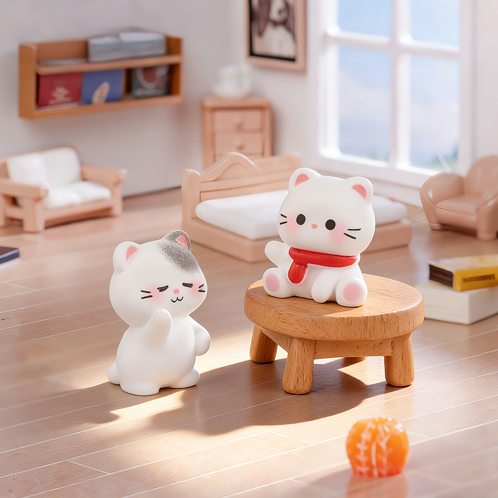 6 個のかわいい猫樹脂置物ミニチュア装飾品マイクロ風景ドール - Car Accessories Xmas のレビューと価格