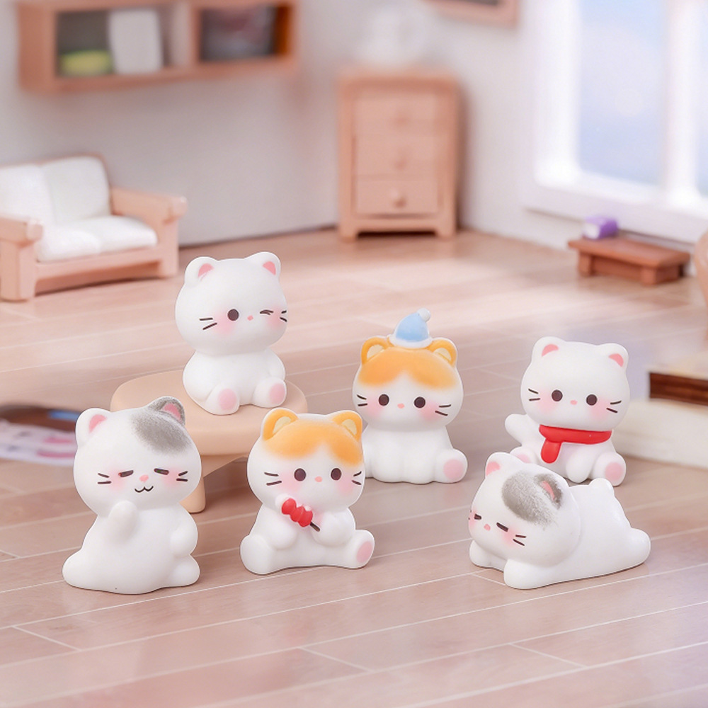 6 個のかわいい猫樹脂置物ミニチュア装飾品マイクロ風景ドール - Car Accessories Xmas のレビューと価格