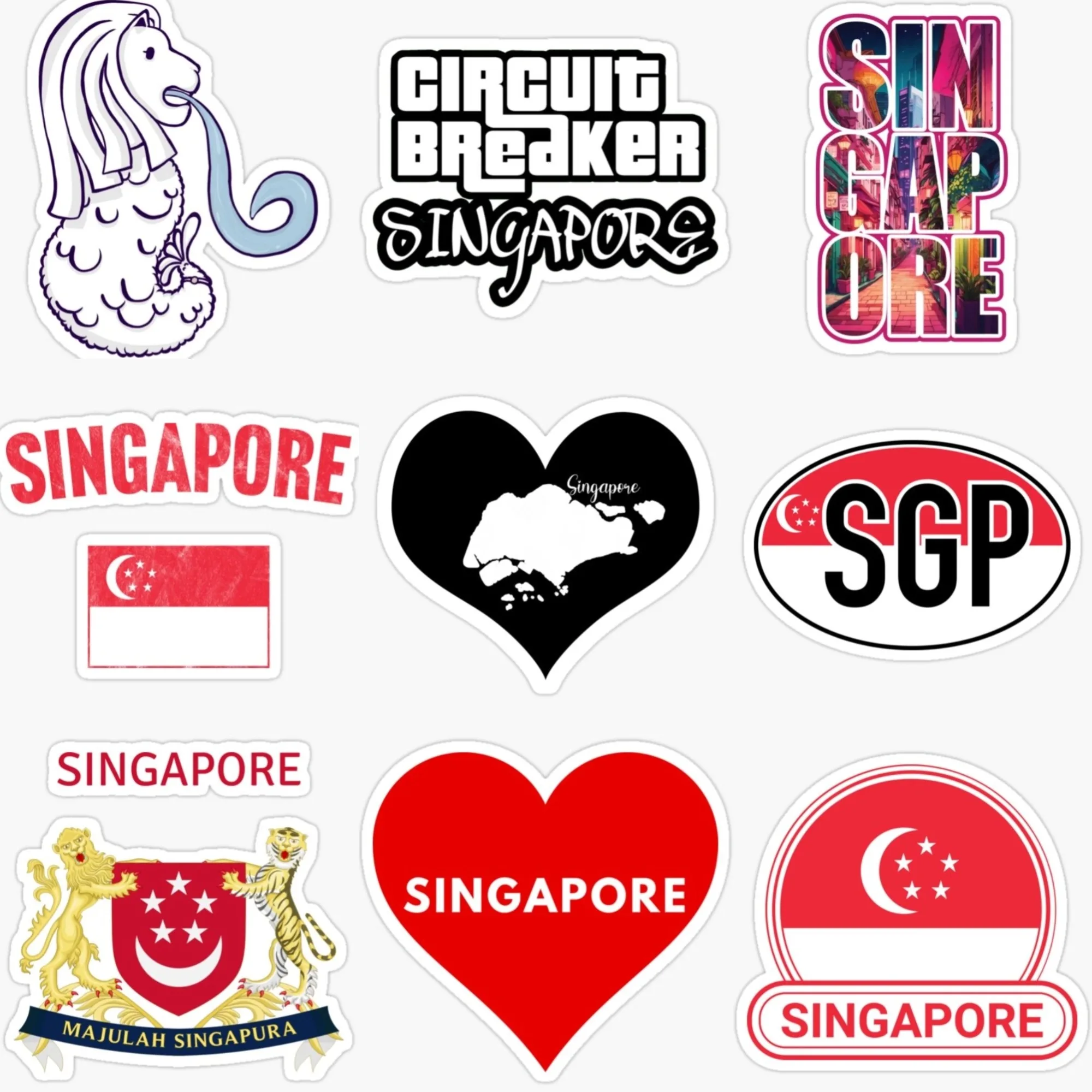 シンガポール SGP 旗地図マーライオンエンブレムクリエイテ - Car Accessories Singapore のレビューと価格