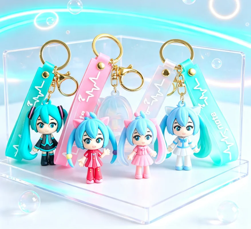 初音ミクキーホルダー アニメバッグペンダント 漫画風小型装飾 - Car Accessories Xmas のレビューと価格