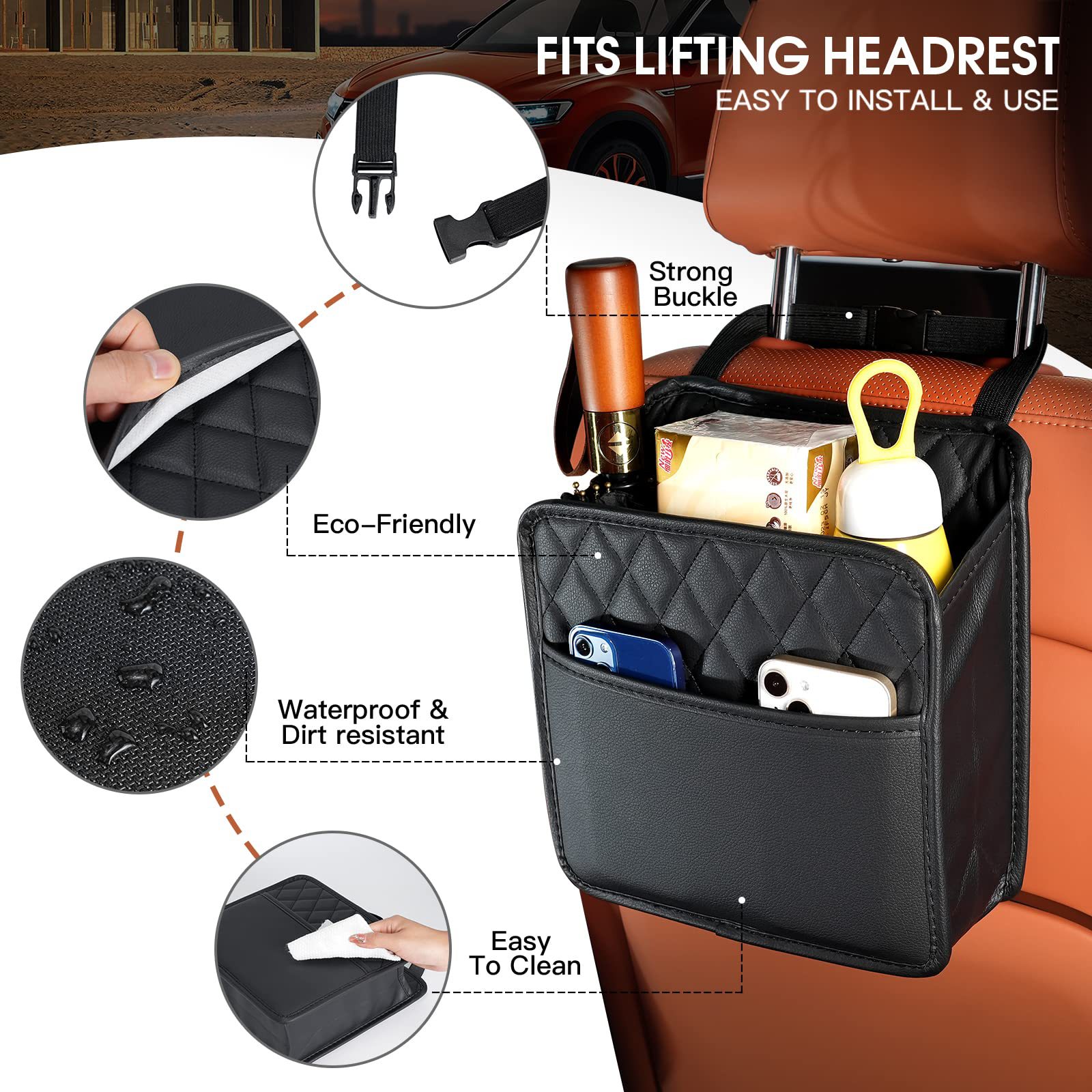 吊り下げ式収納ポケット 車用後部座席 カーシートバックオーガ - Car Accessories Hanging のレビューと価格