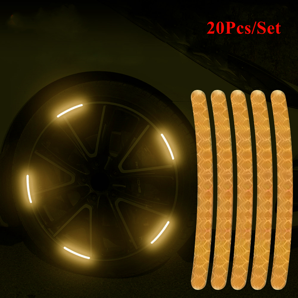 車のホイールハブ反射ステッカーセットタイヤリム発光反射装飾ス - Car Accessories For Night Driving のレビューと価格
