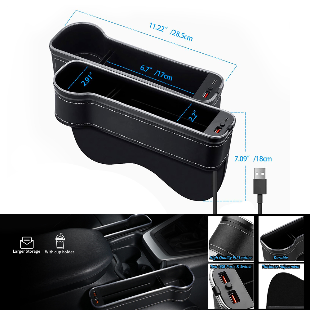 LEDアンビエントライト付きカーシート隙間収納オーガナイザー - Car Accessories Hanging のレビューと価格