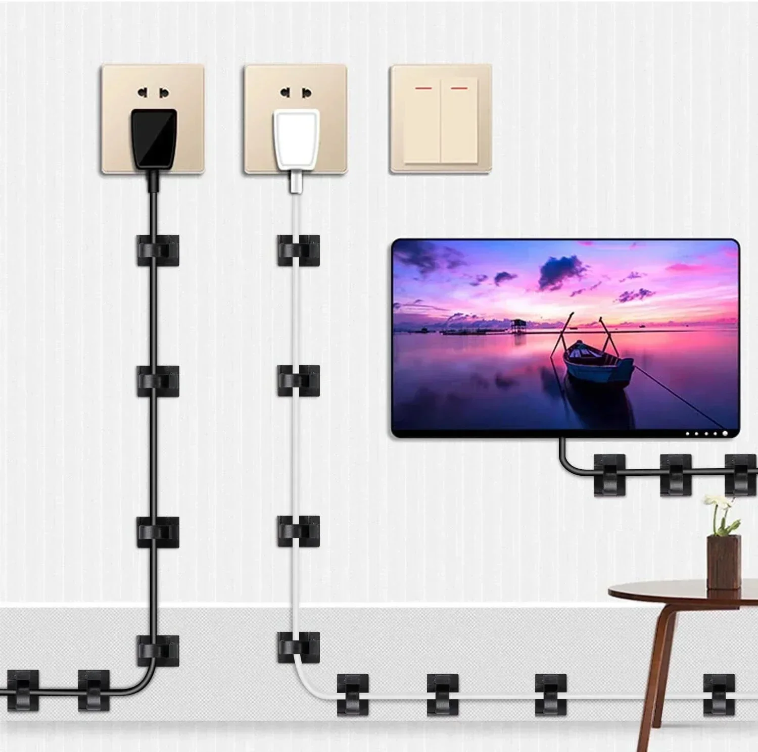 USBケーブルオーガナイザー,車のワイヤークリップ,固定ブラ - Car Cable Organizer のレビューと価格